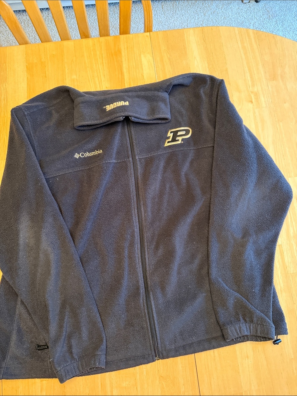 Columbia Navy Fleece Jacket with Purdue P Accent